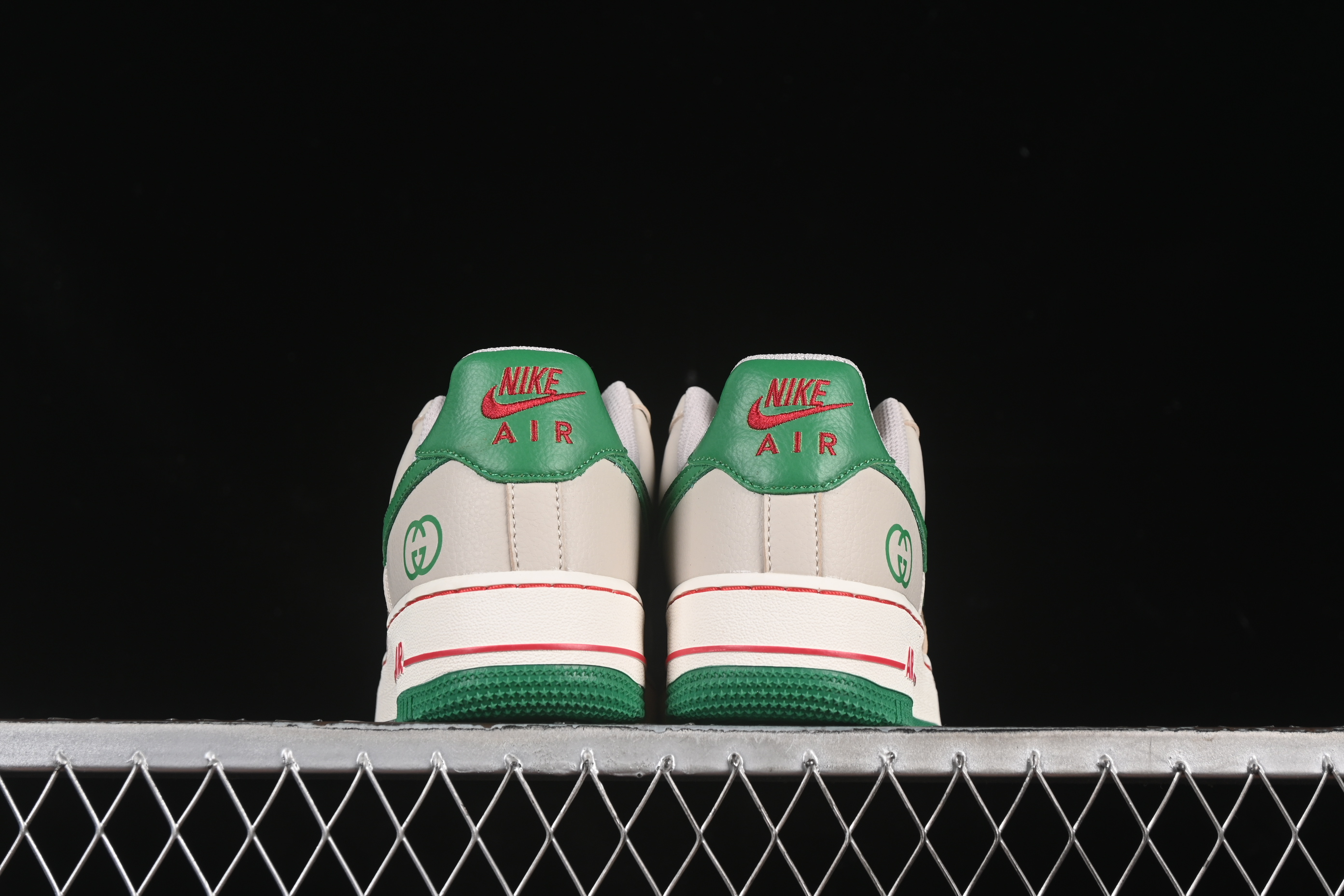 Nike Air Force 1 '07 Low Gucci Collaboration Grey Brown with Green Swoosh Casual Sneakers - LW9279-003