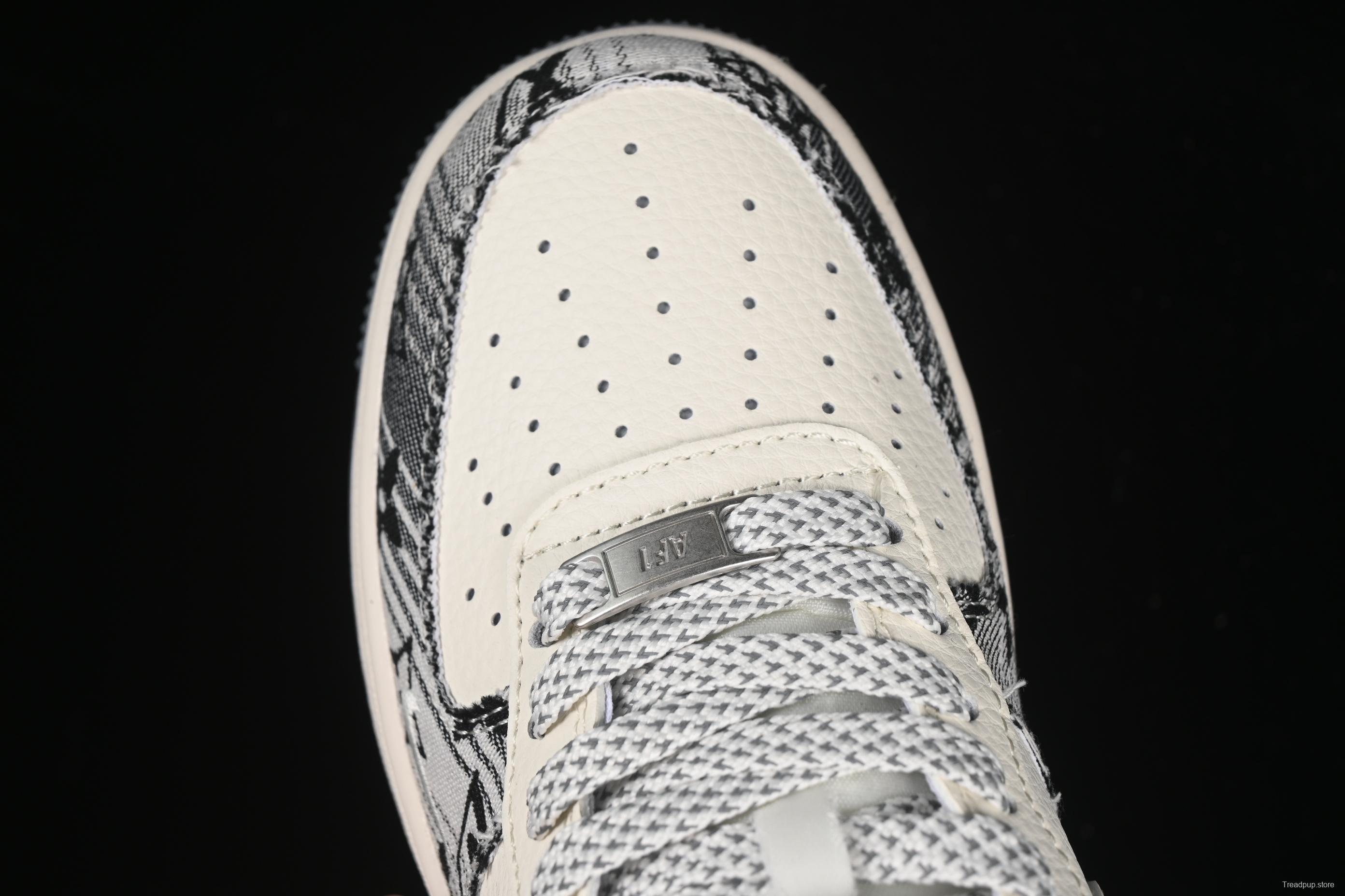 Nike Air Force 1 '07 Low LV Collaboration Black Grey Printed Denim Casual Sneakers - XS1958-587