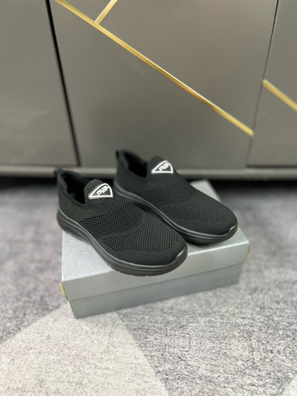 2024 Men Prada Black Knit Sneaker MJ00230