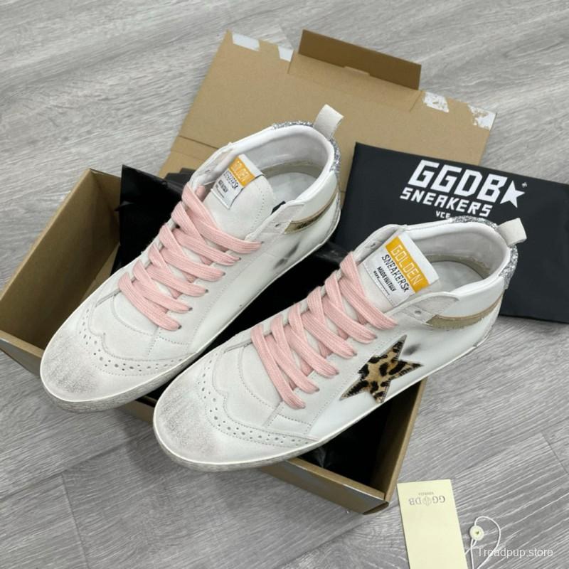 2024 Unisex GGDB White Pink Leather Suede High Top Sneakers MJ00300
