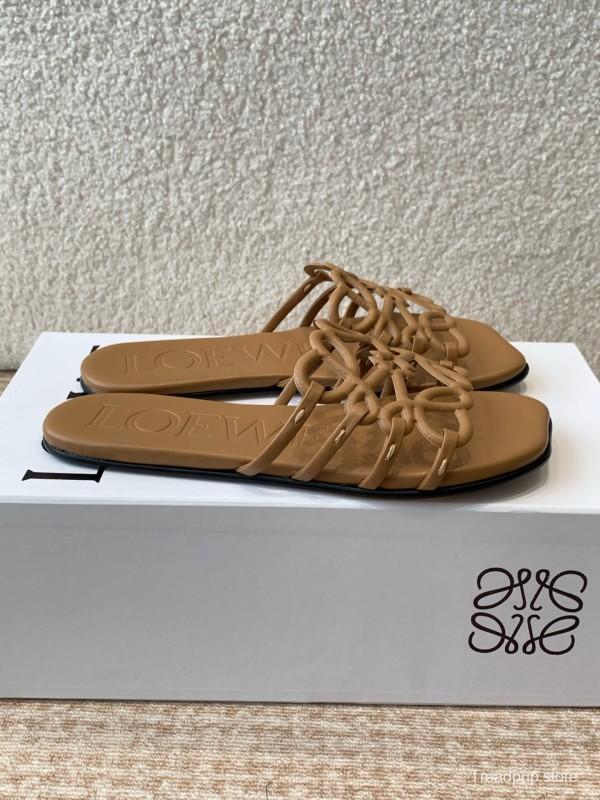 2025 Loewe Brown Leather Slippers KFY00250