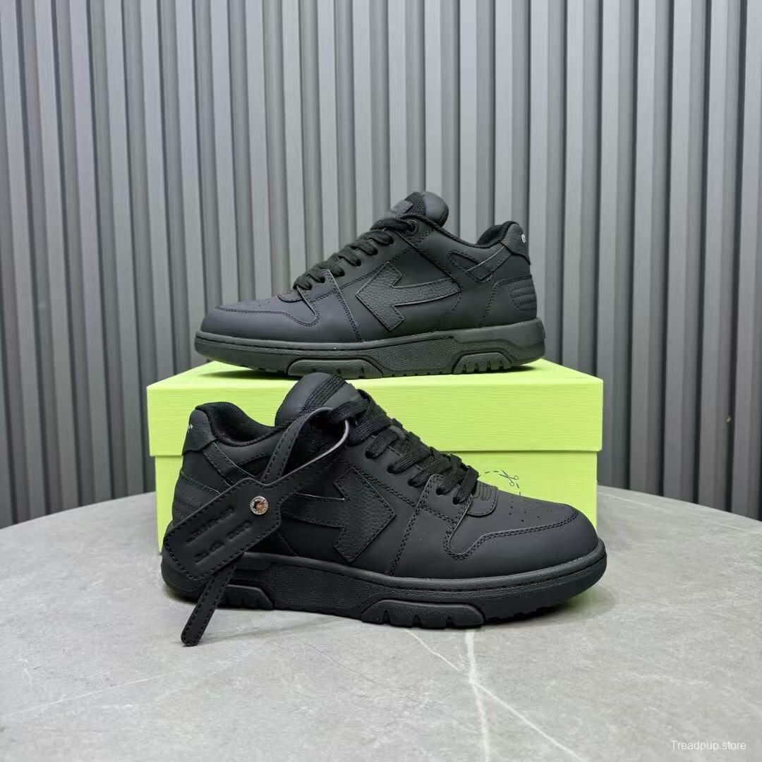 2025 Unisex Off-White Black Leather Sneakers KFY00310
