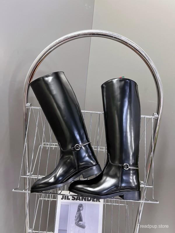 2024 Women Gucci Black Leather Boots MJ00620