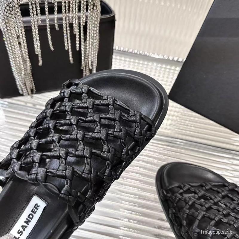 2025 Slippers Jil Sander Black Leather Braided