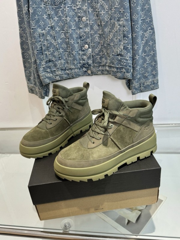 2024 Unisex UGG Black Chestnut Military Green Sheepskin Work Boots MJ00300