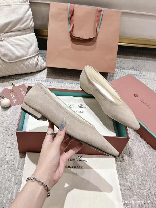 2025 Women LP Beige Suede Ballet Flats LY00320