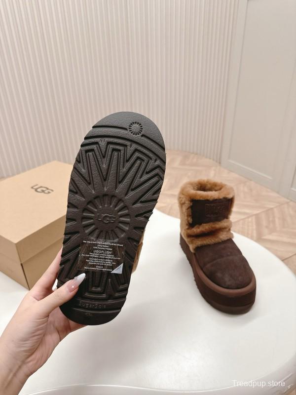 2024 Women UGG Brown Sheepskin Snow Boots MJ00320