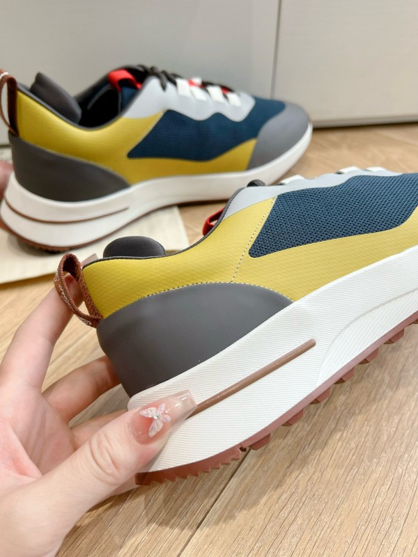 2024 Unisex Le Parmentier Yellow Navy Grey Knit Sneakers Top Version MJ00340