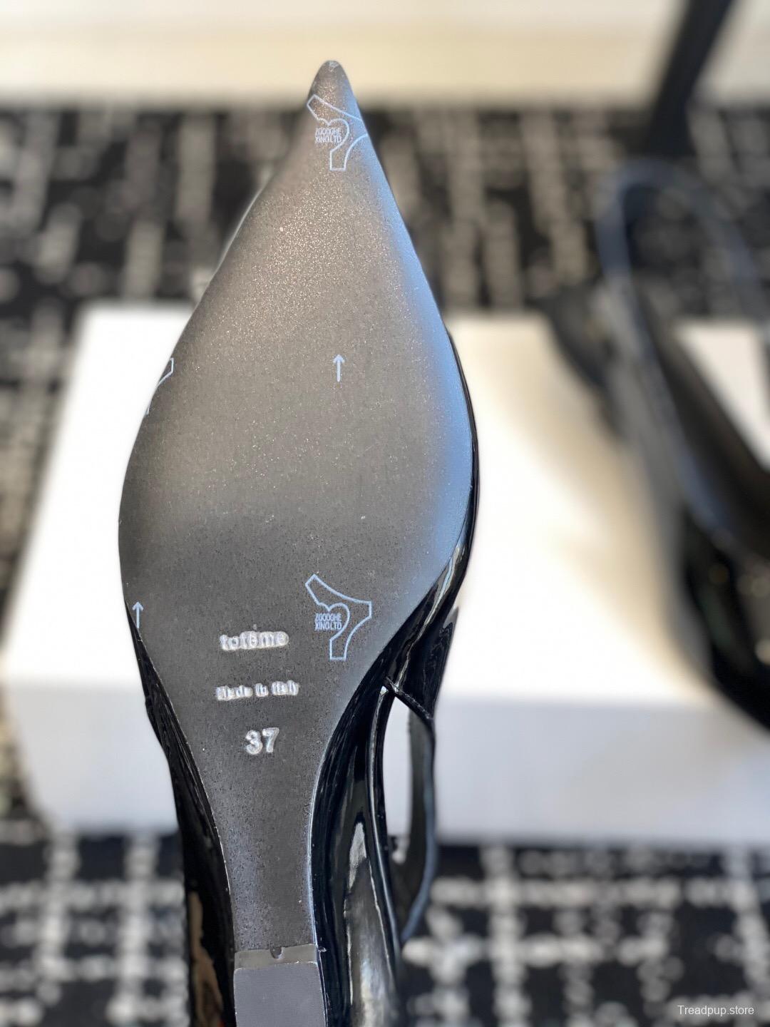 2025 Women Toteme Black Patent Leather Slingback Pumps