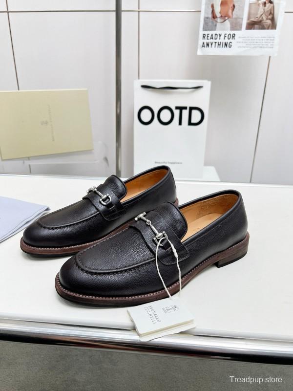 2024 Men Brunello Cucinelli Black Leather Loafers
