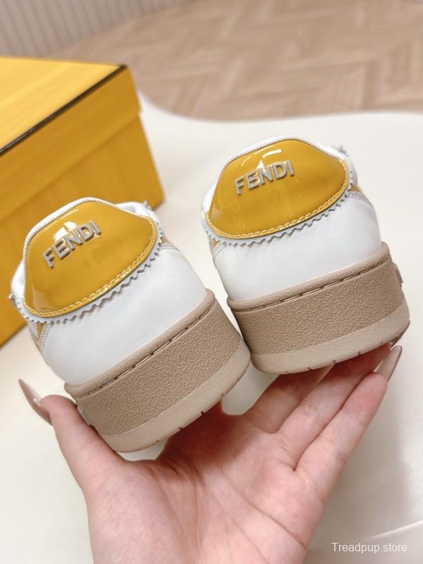 2025 Unisex Fendi White Yellow Leather Plimsolls FD Match LY00360(F)/LY00370(M)