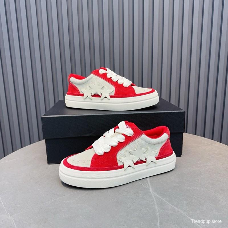 2024 Unisex Amiri Red White Canvas Sneakers MJ00300