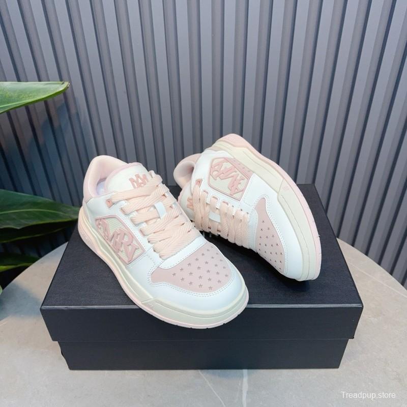 2025 Unisex Amiri White Pink Leather Sneakers MJ00360
