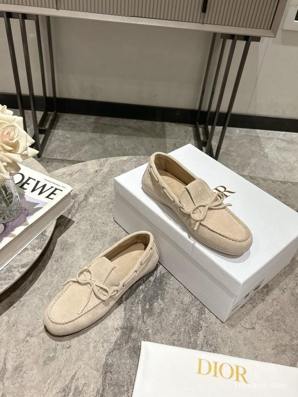 2025 Women Dior Beige Suede Loafers
