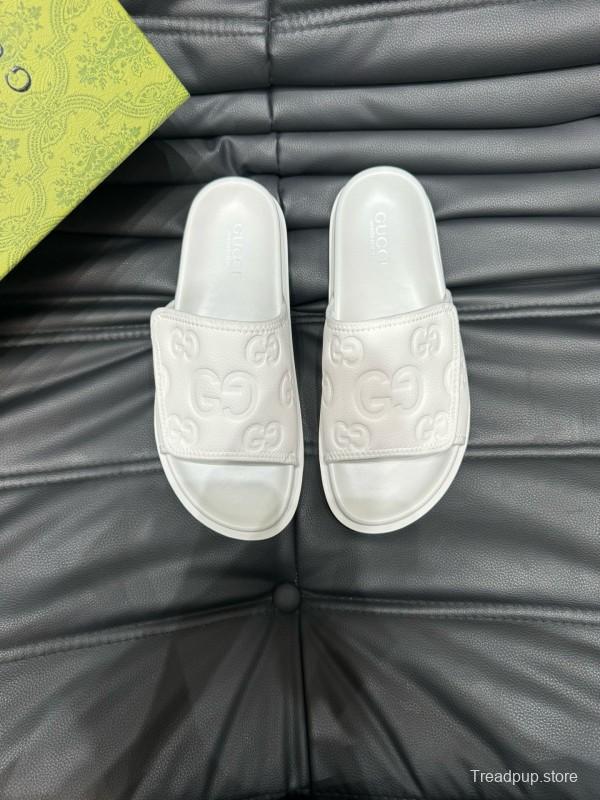 2024 Slippers Gucci White Leather Slippers MJ00200