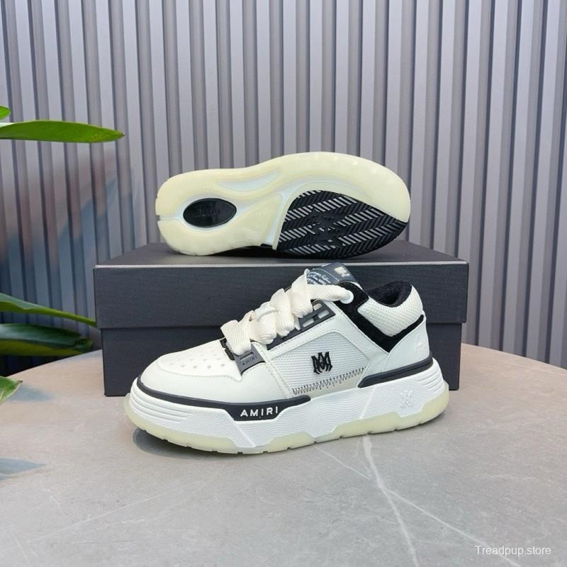 2024 Unisex Amiri White Black Leather Sneakers MJ00360