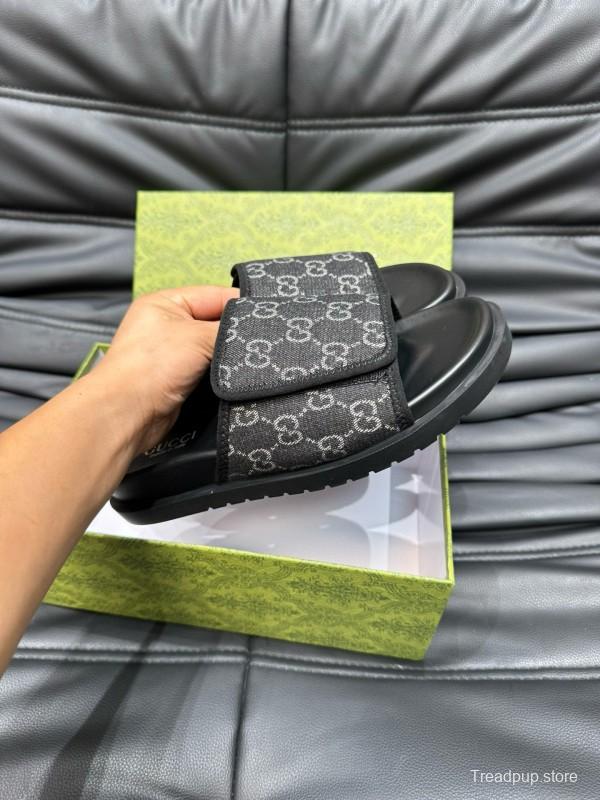 2024 Slippers Gucci Black Fabric Slippers MJ00200