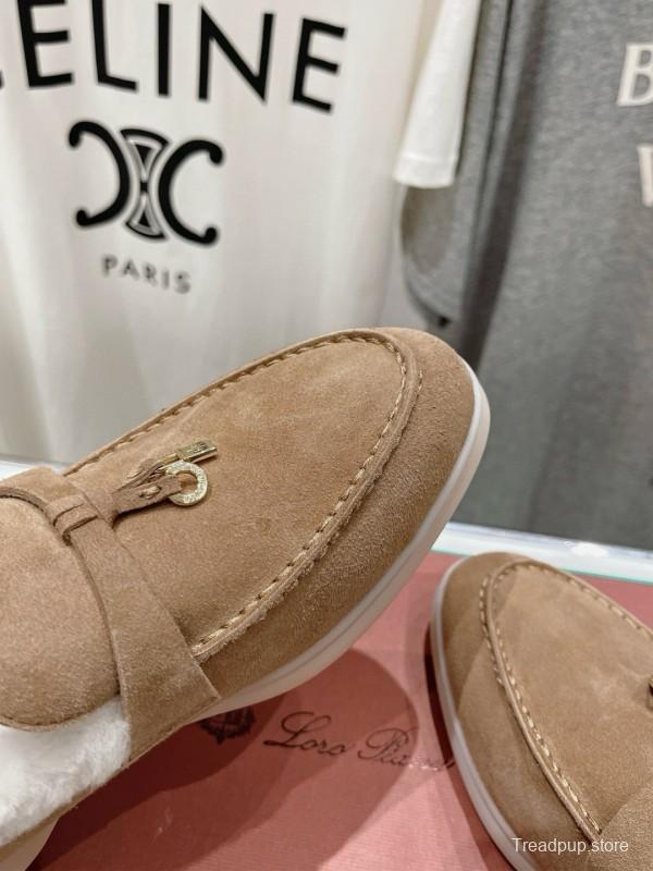 2024 Women LP Beige Suede Shearling Loafers