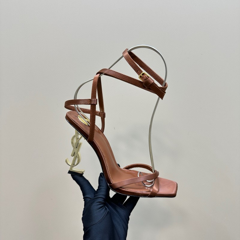 2025 Women Yves Saint Laurent Brown Leather Sandals MJ00290