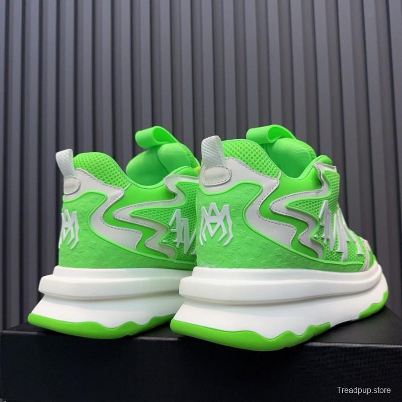 2024 Unisex Amiri Green White Mesh Leather Sneakers MJ00410
