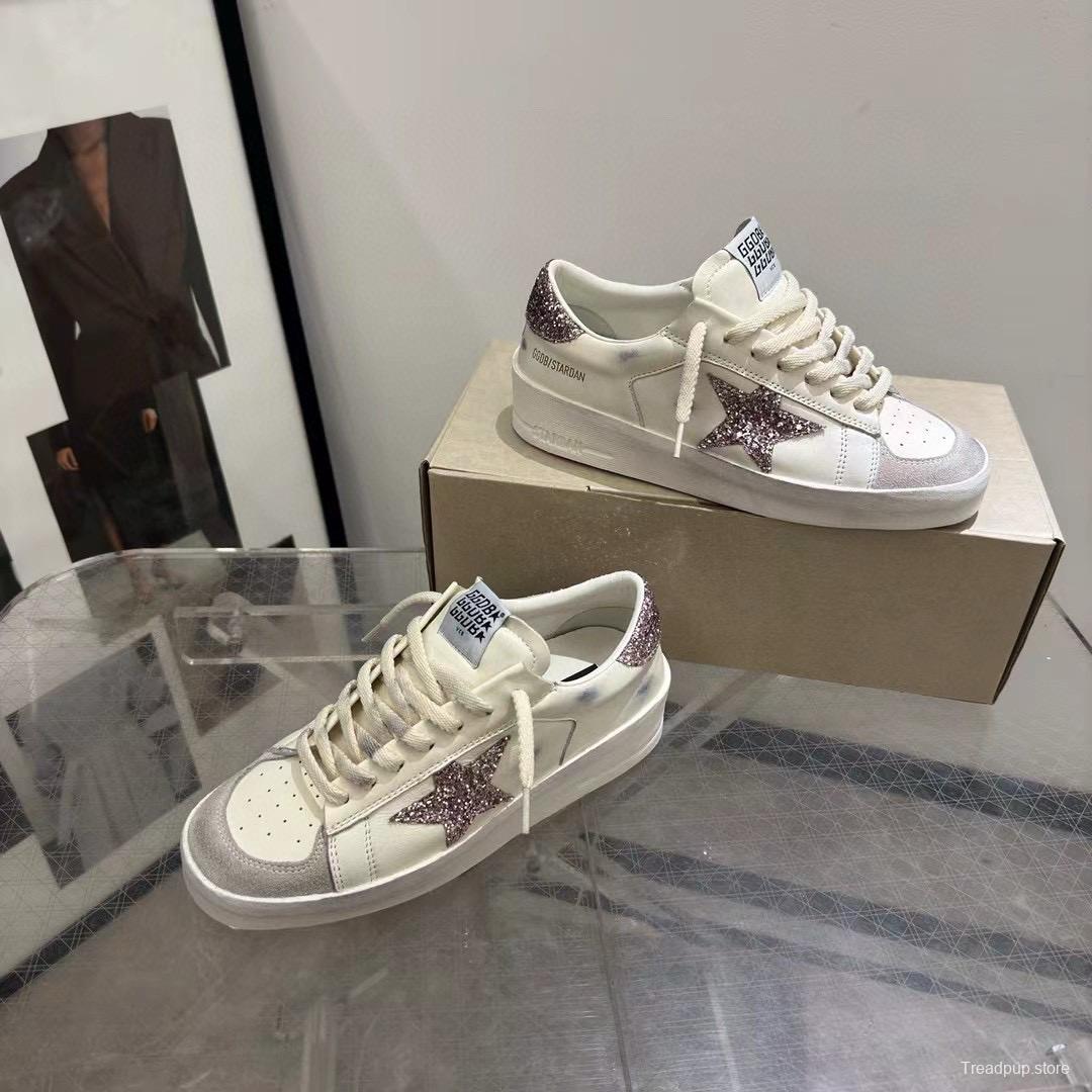 2024 Unisex GGDB White Pink Glitter Leather Suede Low Top Sneakers