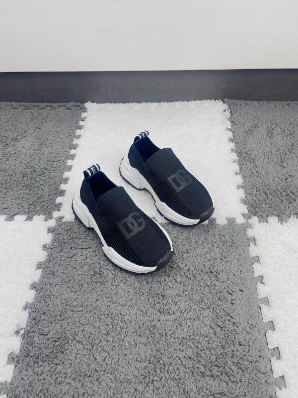 2024 Kids Dolce & Gabbana Black White Mesh Slip-On Sneakers