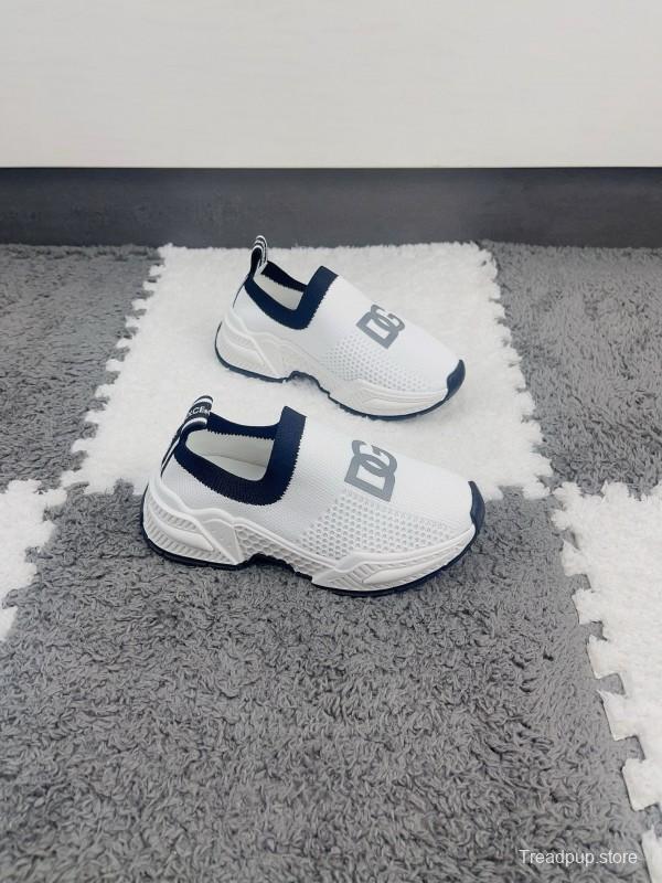 2024 Kids Dolce & Gabbana Black White Mesh Slip-On Sneakers