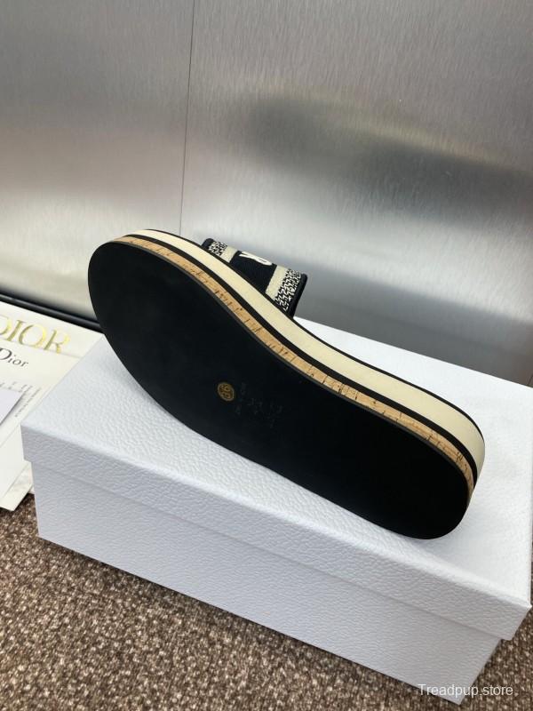 2025 Slippers Dior Black Fabric Slippers CD Logo KFY00280