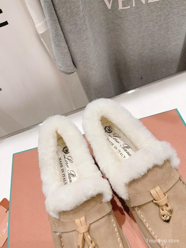 2024 Slippers LP Beige Suede Fur Loafers