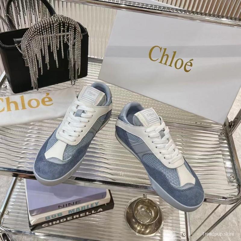 2025 Women Chloé Blue White Suede Leather Casual Sneakers LY00280