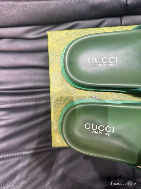 2024 Unisex Gucci Green Leather Mules MJ00200