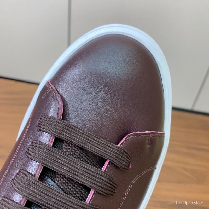 2025 Men Brunello Cucinelli Burgundy Leather Casual Sneakers Original Sole KFY00310(M)