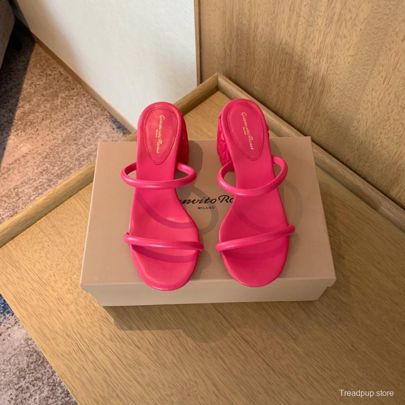 2025 Women Gianvito Rossi Pink Leather Sandals KFY00260
