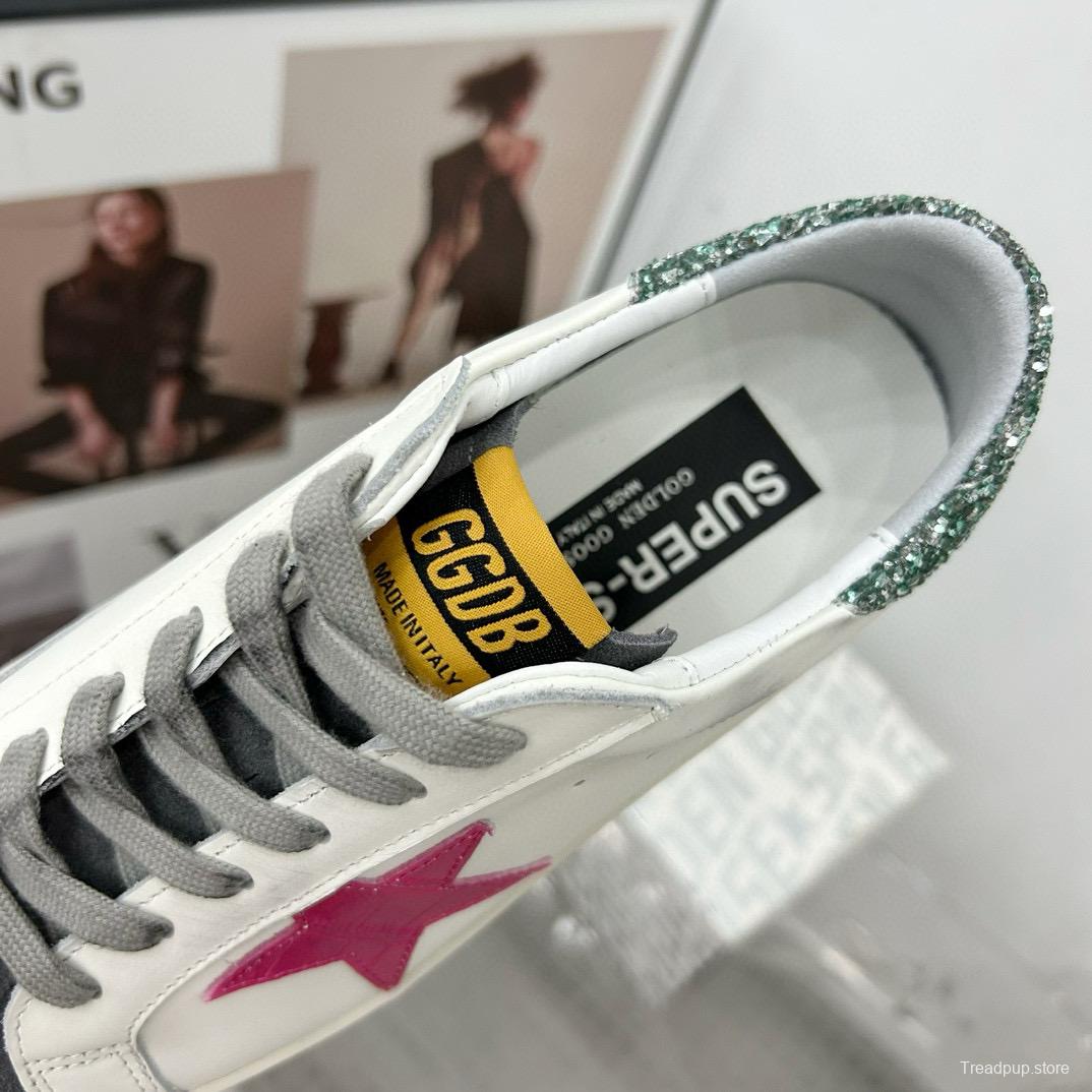 2025 Women GGDB White Pink Grey Glitter Leather Suede Sneakers