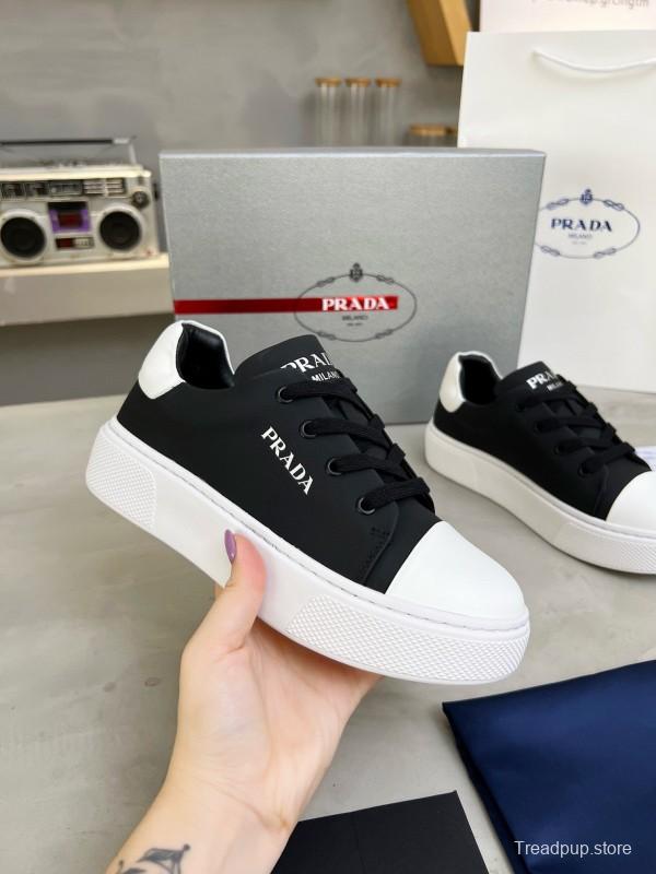 2024 Unisex Prada Black White Leather Sneakers MJ00310