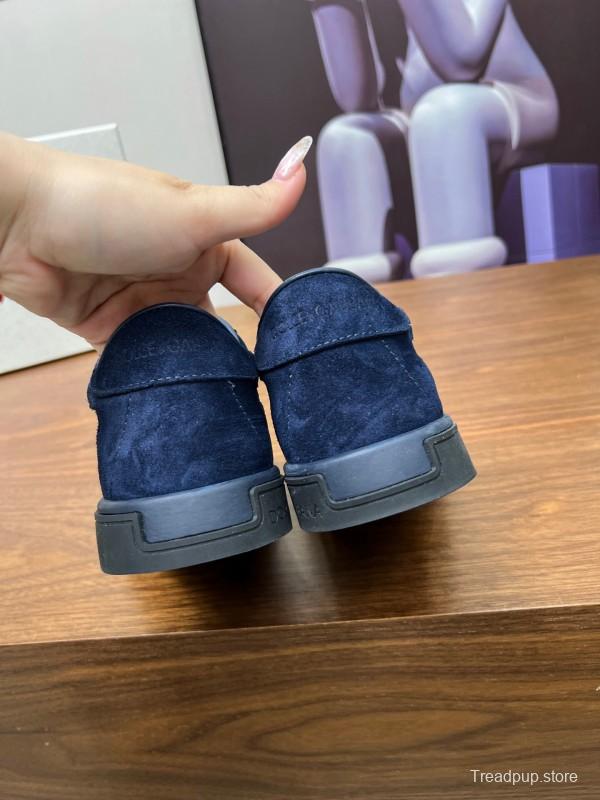 2025 Men Dolce & Gabbana Navy Suede Sneakers LY00280