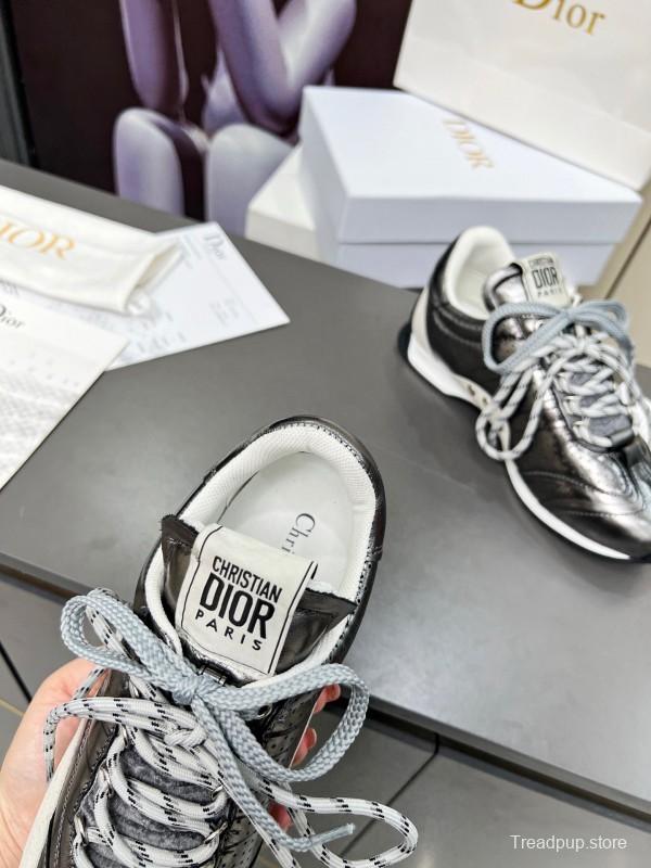 2025 Women Dior Silver Leather Suede Sneakers Christian Dior Paris KFY00310