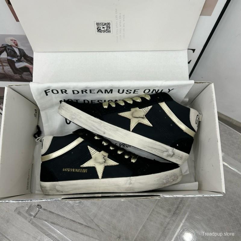 2024 Unisex GGDB Black Gold Leather Suede High Top Sneakers MJ00300