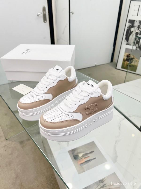 2025 Women CELINE White Beige Leather Sneakers
