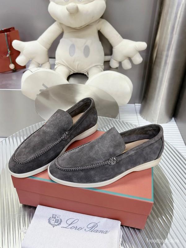 2025 Unisex Philipp Plein Gray Suede Loafers Soft Rubber Sole LY00260