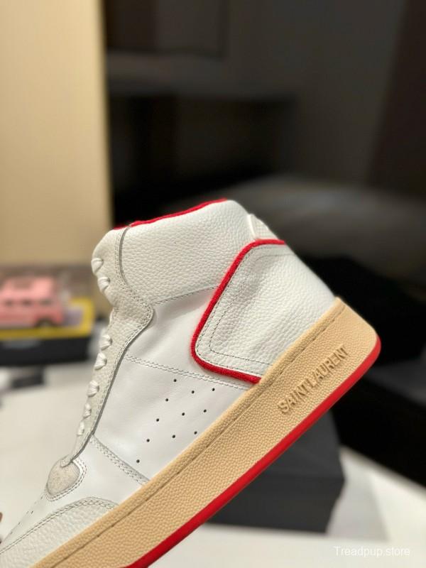2024 Unisex Yves Saint Laurent White Red Leather Sneakers MJ00390