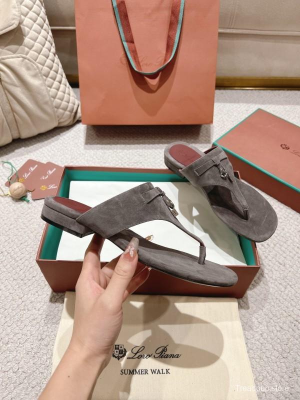 2025 LP Grey Suede Slippers LY00300