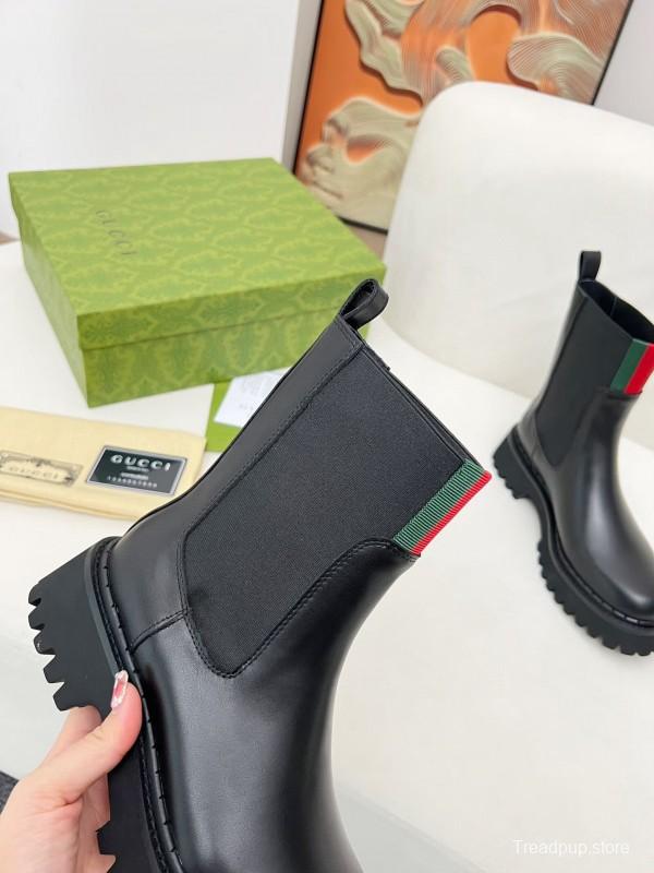 2024 Women Gucci Black Leather Boots MJ00340