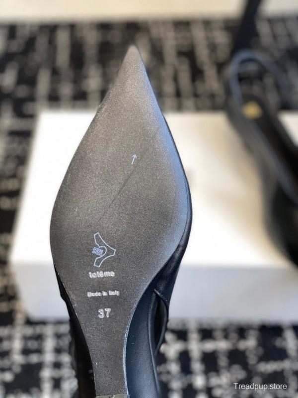 2025 Women Toteme Black Leather Slingback Pumps