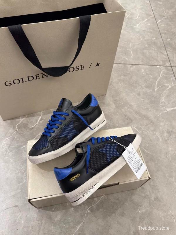 2024 Unisex GGDB Black Blue Leather Mesh Low Top Sneakers MJ00260