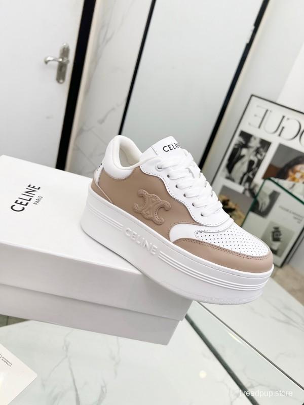 2025 Women CELINE White Beige Leather Sneakers