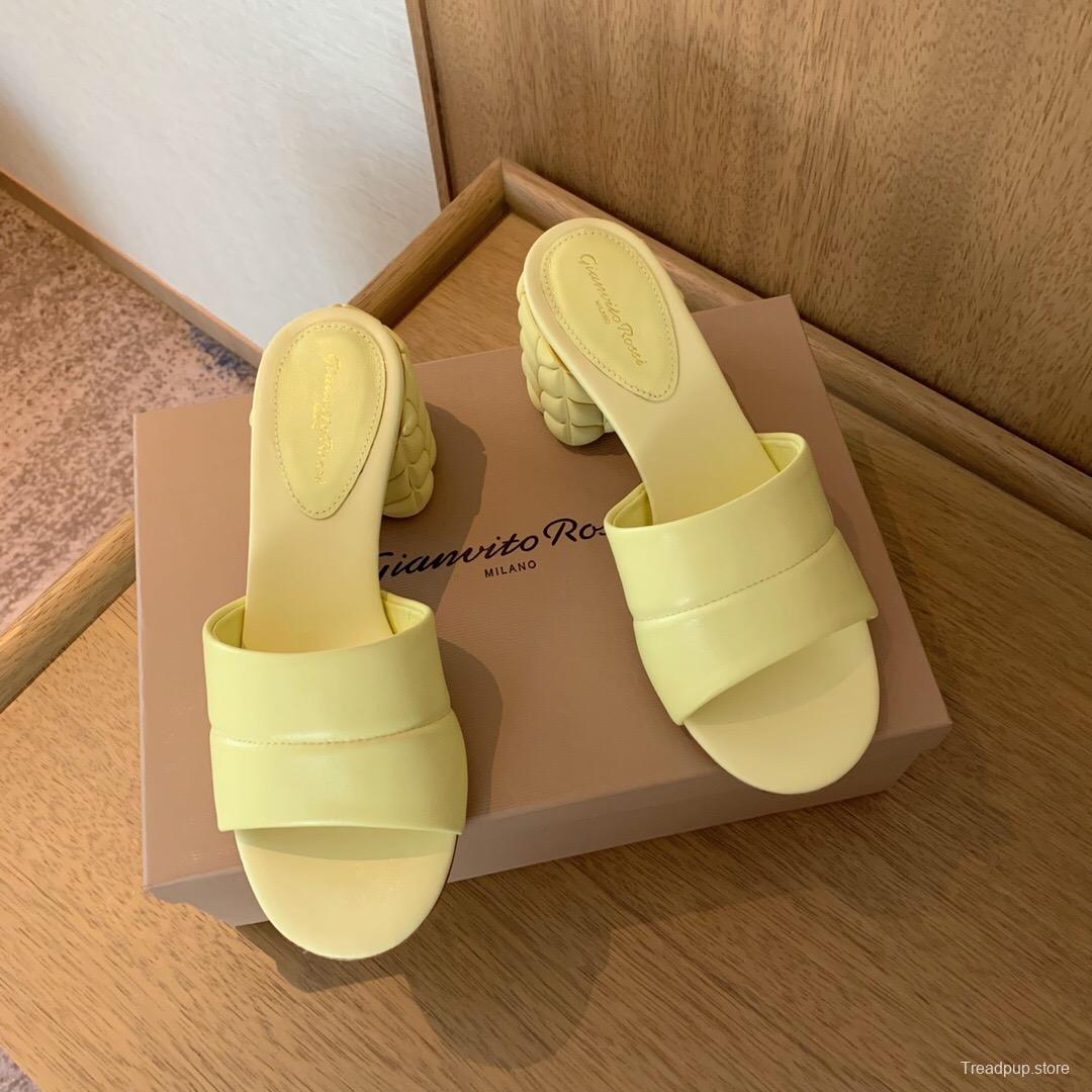 2025 Gianvito Rossi Yellow Leather Slippers KFY00260