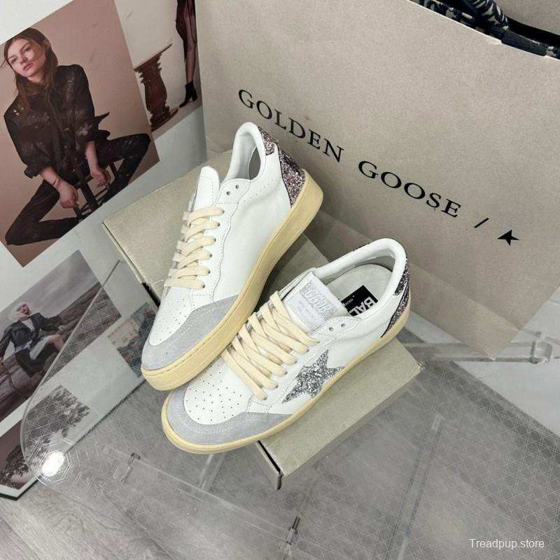 2024 Unisex GGDB White Silver Glitter Leather Suede Sneakers MJ00260