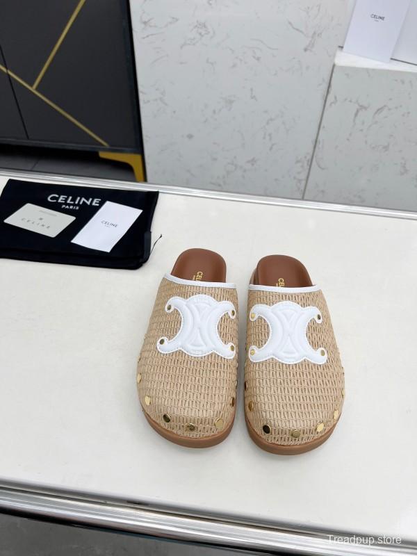2025 CELINE Beige Leather Slippers LY00241