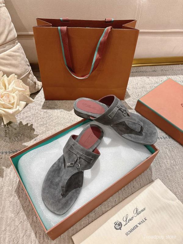 2025 LP Gray Suede Slippers Ly00250